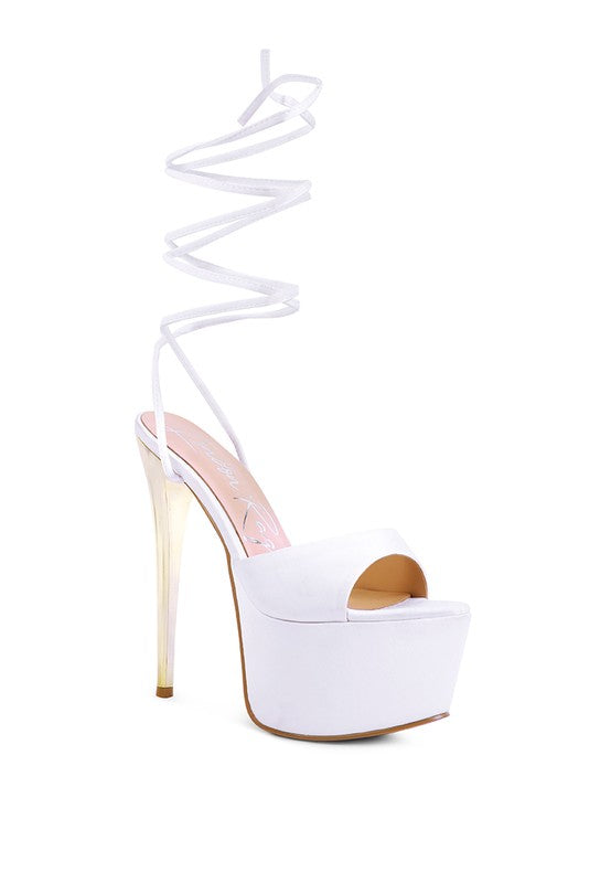 PINK LIKE BARBIE PLATFORM LACE -UP STILETTOS