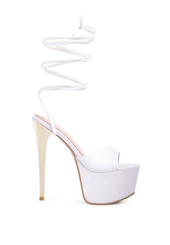 PINK LIKE BARBIE PLATFORM LACE -UP STILETTOS