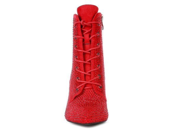 HEAD ON FAUX SUEDE DIAMANTE ANKLE BOOTS