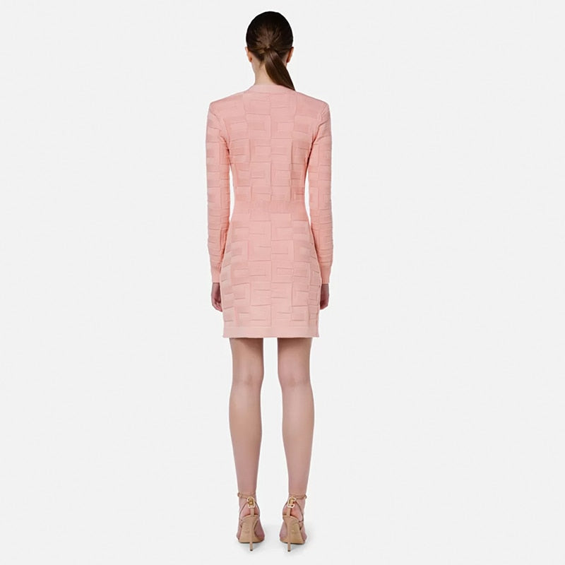 LARISA PINK V-NECK DRESS