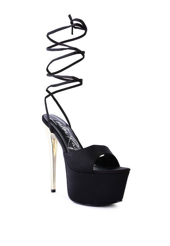 PINK LIKE BARBIE PLATFORM LACE -UP STILETTOS