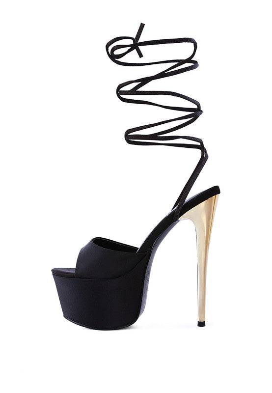 PINK LIKE BARBIE PLATFORM LACE -UP STILETTOS