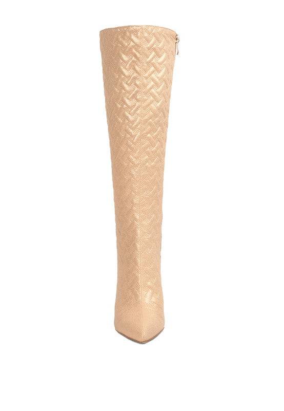 TINKLES HIGH HEELED CALF BOOTS TINKLES QUILTED HIGH HEELED CALF BOOTS