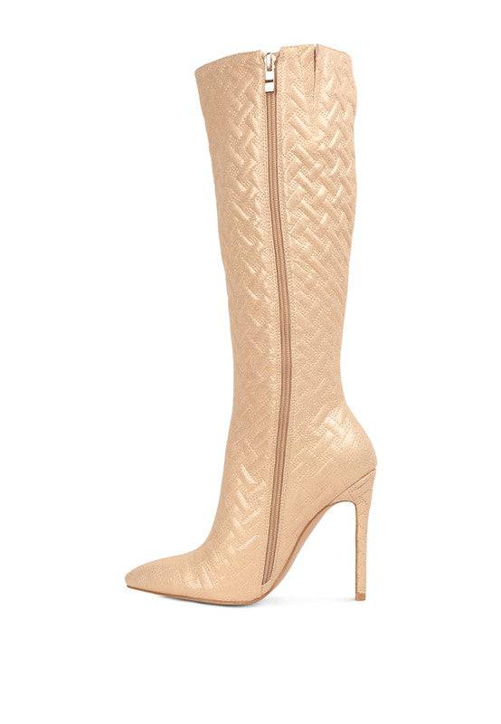 TINKLES HIGH HEELED CALF BOOTS TINKLES QUILTED HIGH HEELED CALF BOOTS