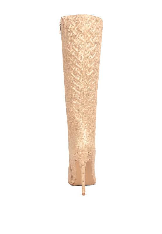 TINKLES HIGH HEELED CALF BOOTS TINKLES QUILTED HIGH HEELED CALF BOOTS