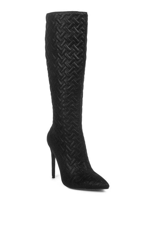 TINKLES HIGH HEELED CALF BOOTS TINKLES QUILTED HIGH HEELED CALF BOOTS