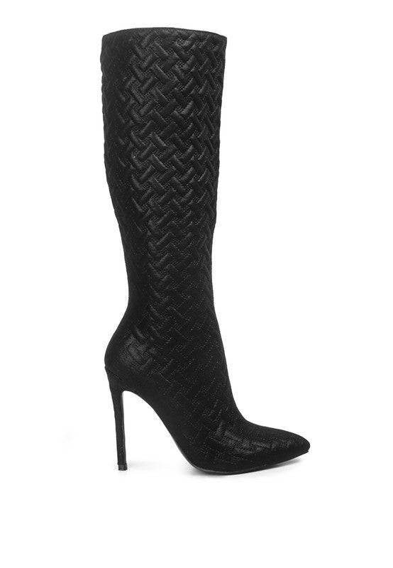 TINKLES HIGH HEELED CALF BOOTS TINKLES QUILTED HIGH HEELED CALF BOOTS