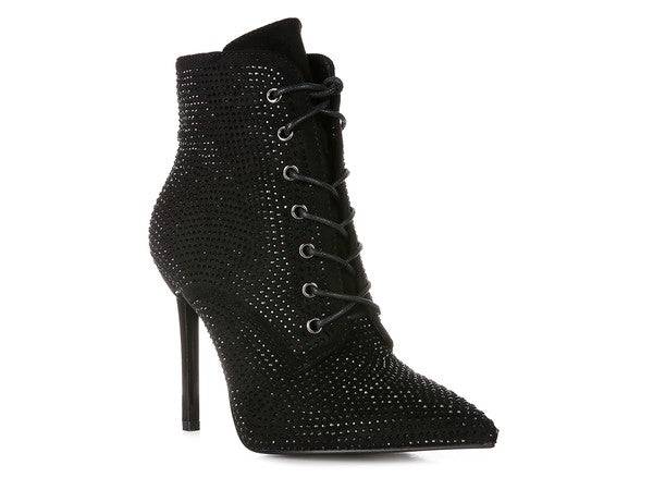 HEAD ON FAUX SUEDE DIAMANTE ANKLE BOOTS