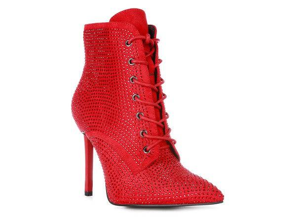 HEAD ON FAUX SUEDE DIAMANTE ANKLE BOOTS