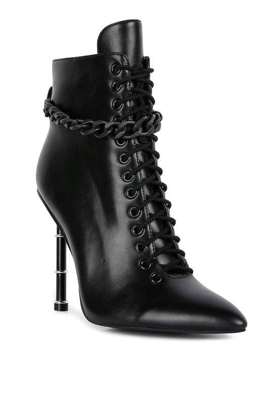 MOULIN RINGED STILETTO CAMOUFLAGE ANKLE BOOT