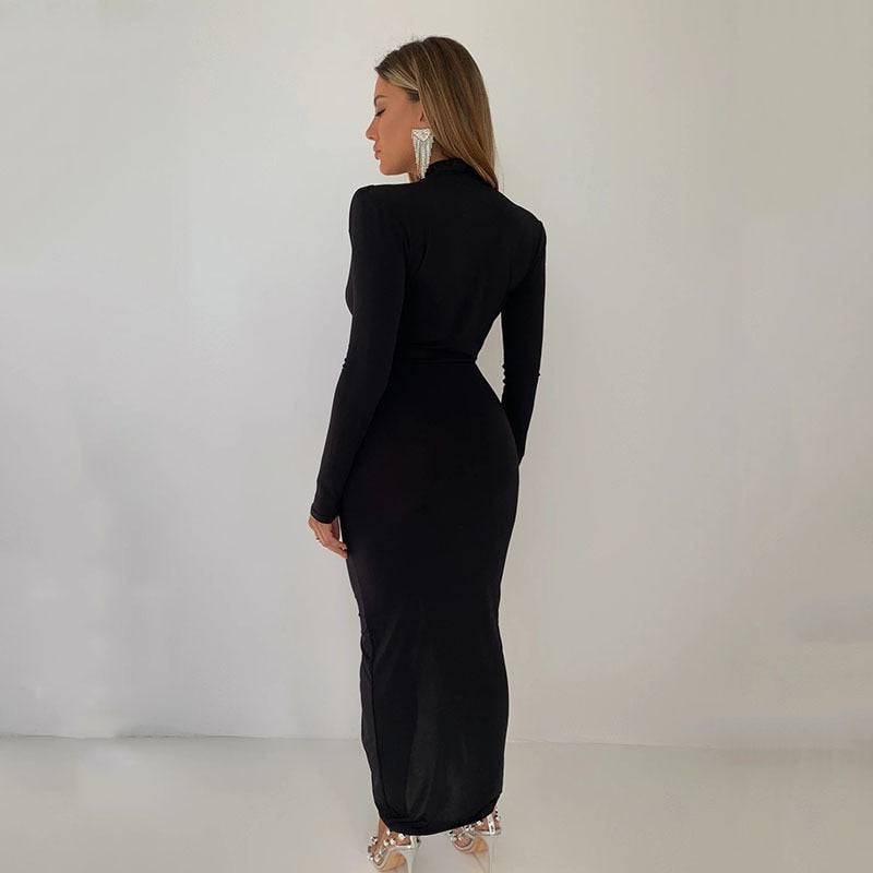 ELEGANT DEEP V-NECK BANDAGE DRESS