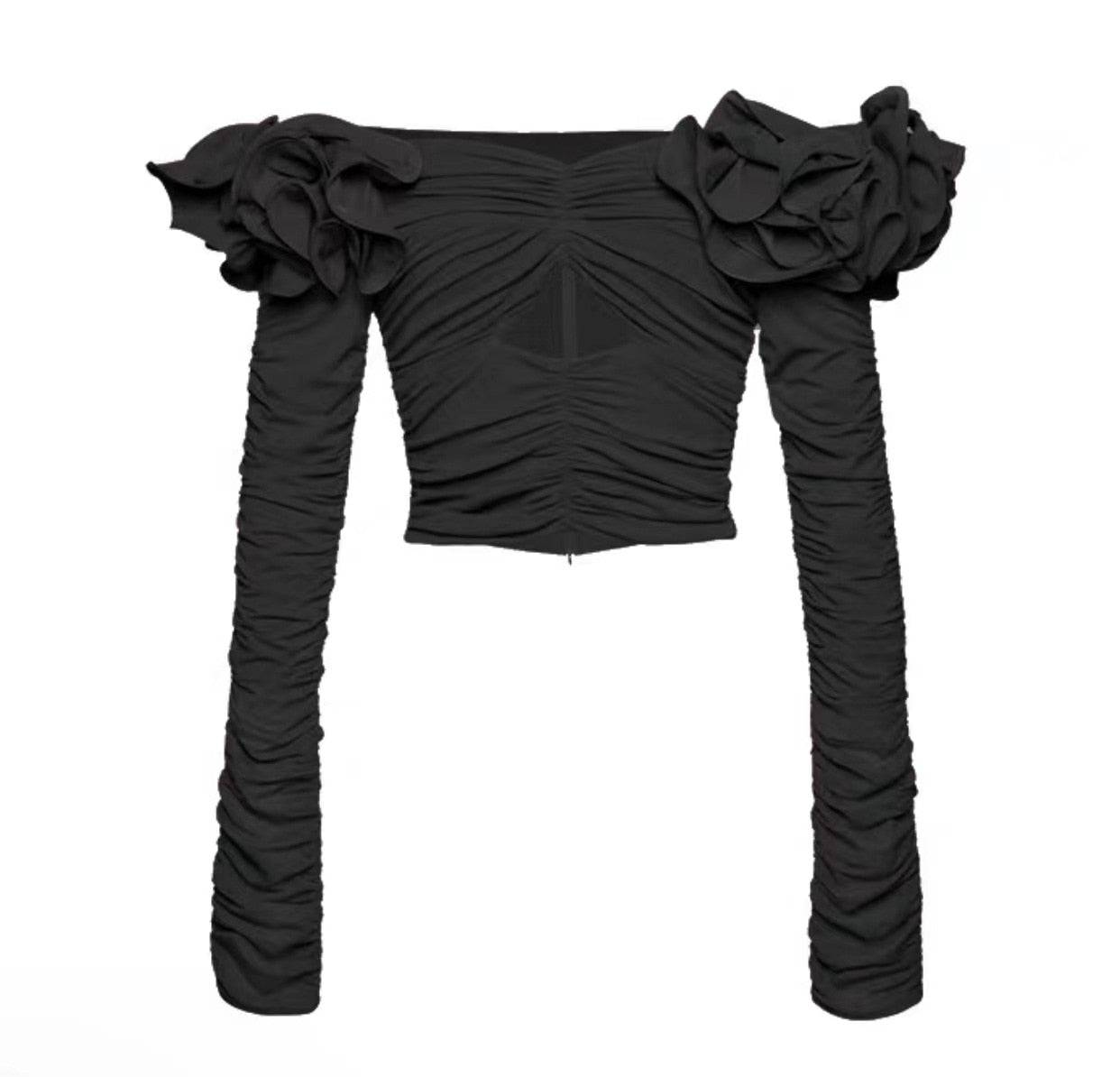 Sexy Off Shoulder Three-Dimensional Flowers Top