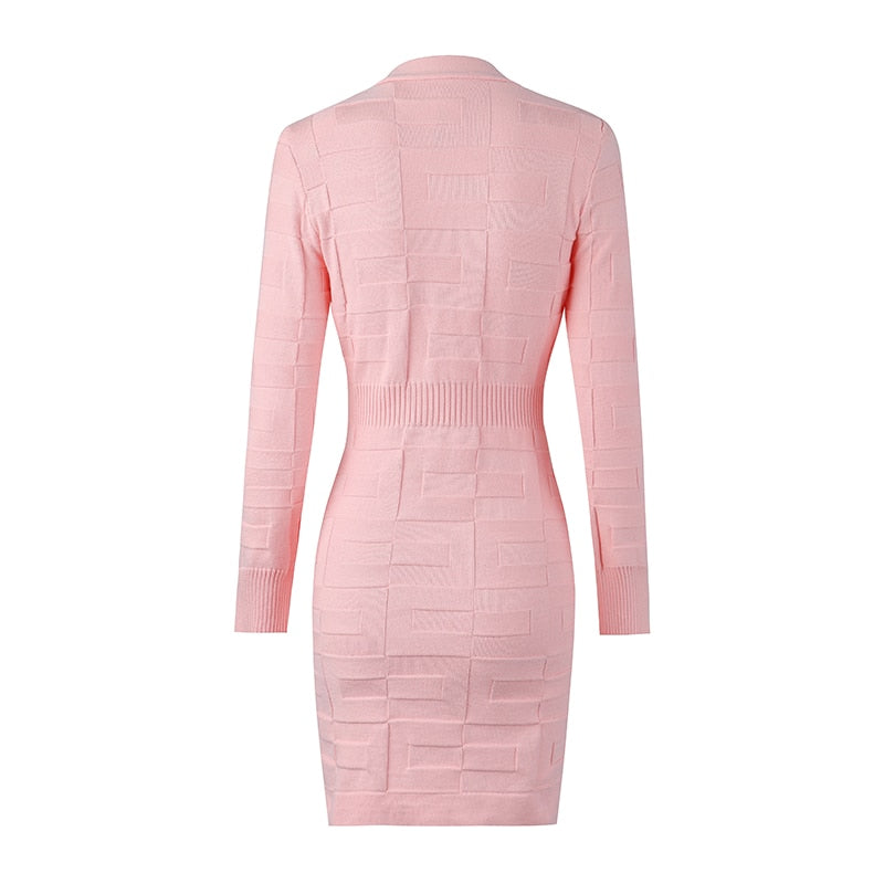 LARISA PINK V-NECK DRESS