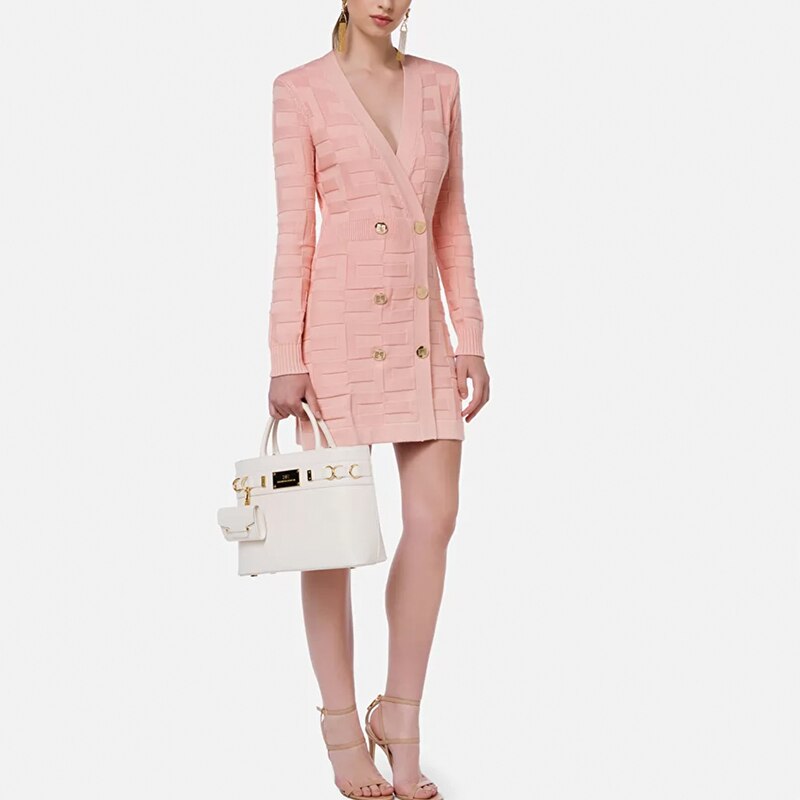 LARISA PINK V-NECK DRESS