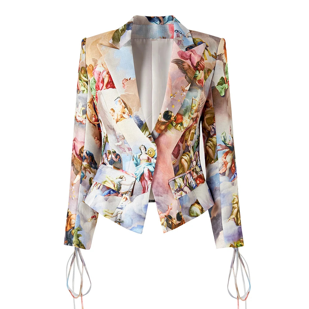 ANGEL WING LACE- UP BLAZER SKIRT SET