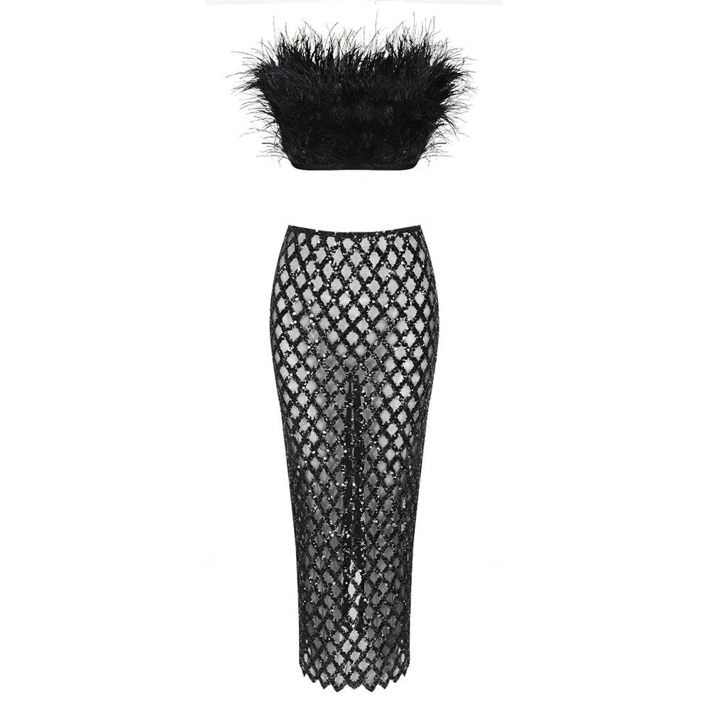 SPARKLING FEATHERS SEQUIN ENSEMBLE