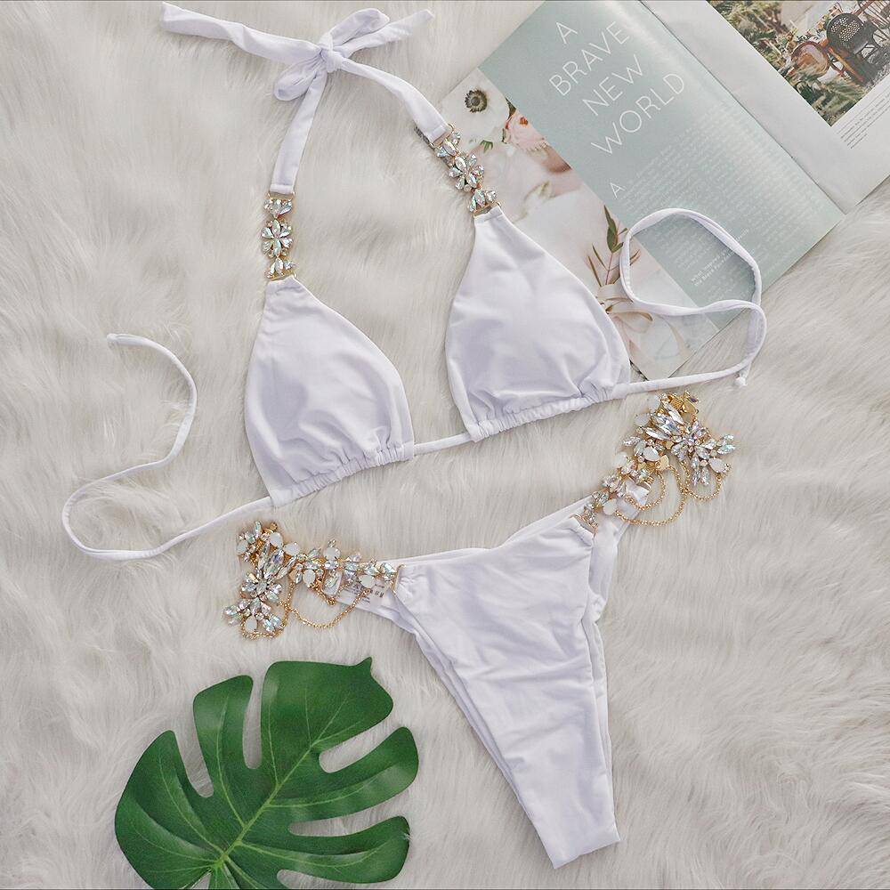 Luxury Crystal Thong String Bikini Set