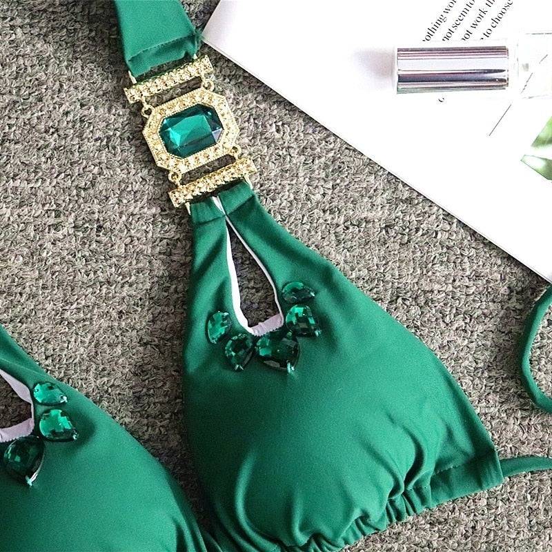Luxury Crystal Thong String Bikini Set
