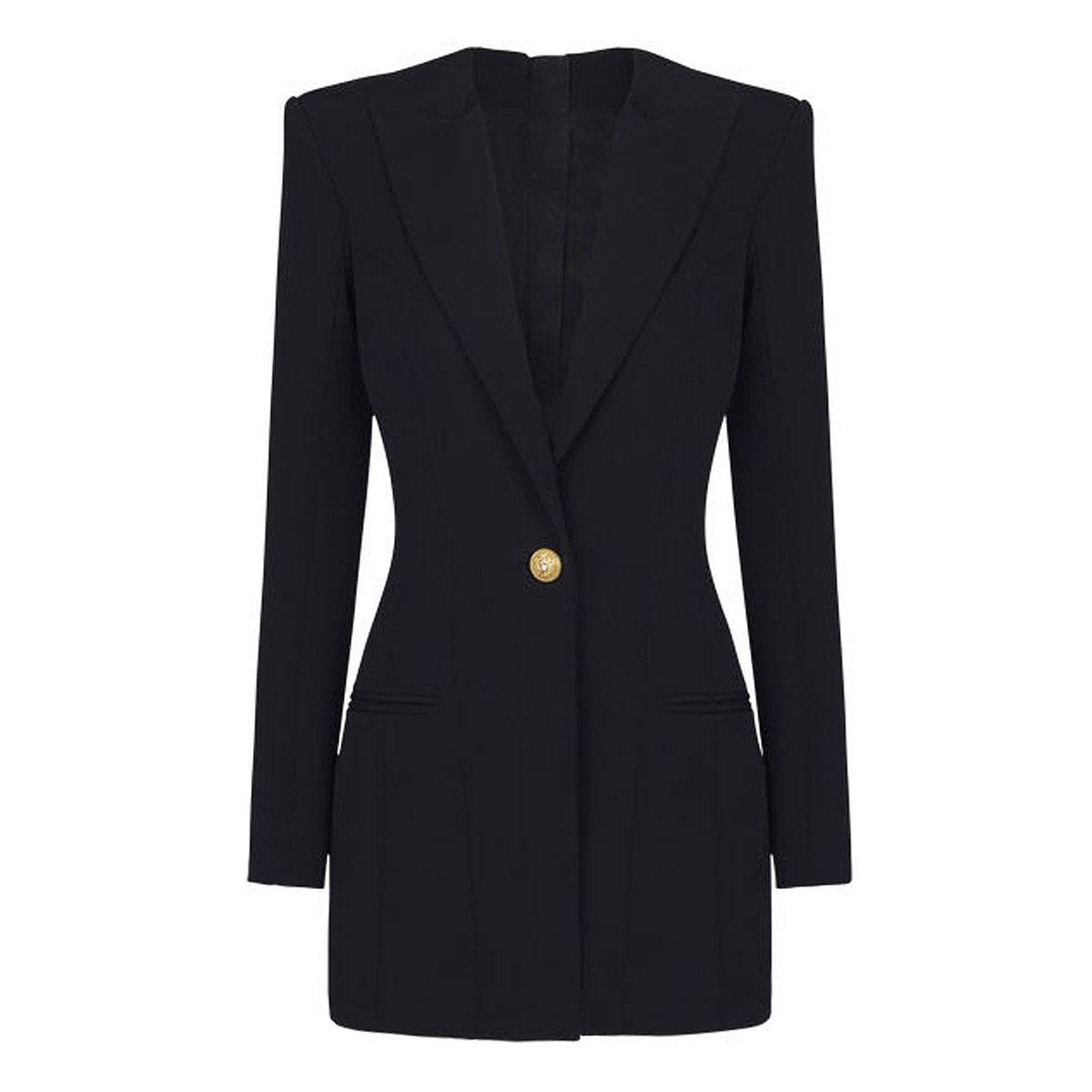 The Burke Blazer Dress With Gold Buttons