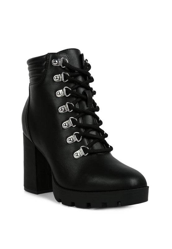 MONTANA LACE UP BLOCK HEEL BOOTS
