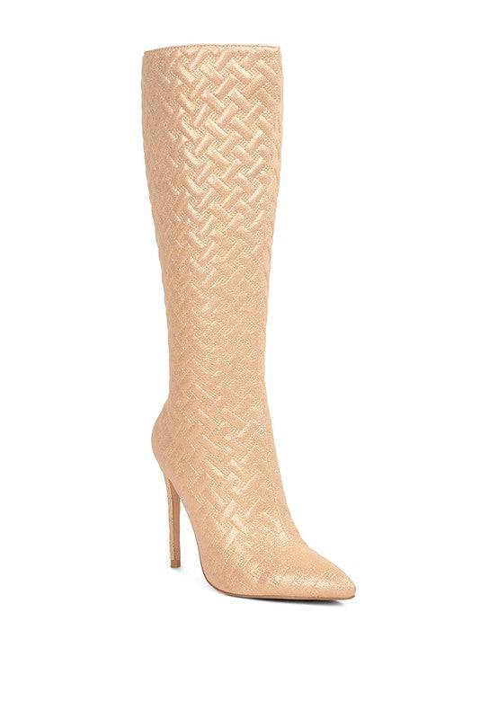 TINKLES HIGH HEELED CALF BOOTS TINKLES QUILTED HIGH HEELED CALF BOOTS