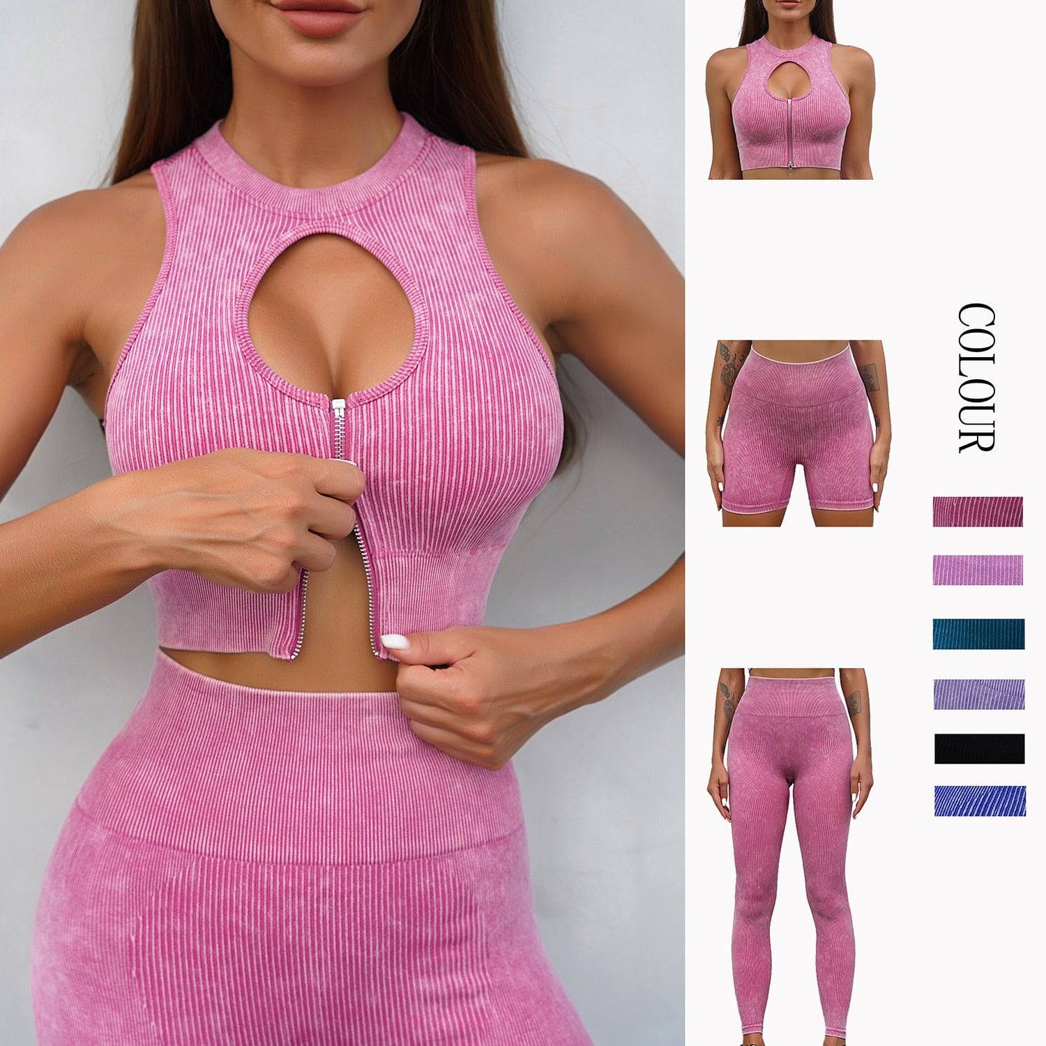 LIFE IS GOOD IN VENICE BEACH HIGH WAIST HIP-LIFTING LEGGINGS AND SHORTS SET