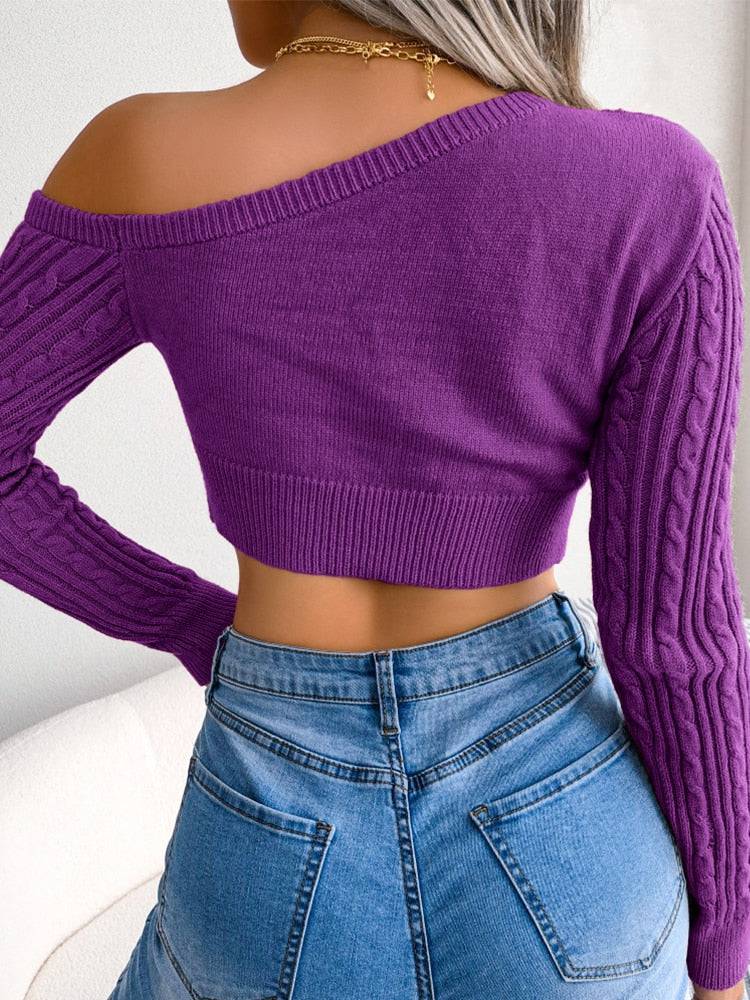 LOLITA OFF THE SHOULDER CROPPED SWEATERS