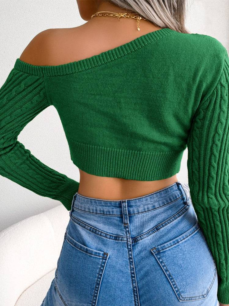 LOLITA OFF THE SHOULDER CROPPED SWEATERS